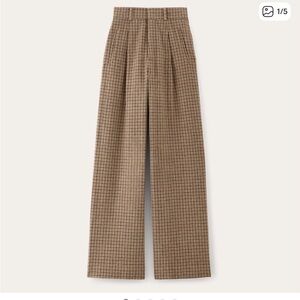 EVERLANE Checkered Wool Blend Wide Legged Pants